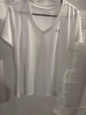 Under Armour White V-Neck Athletic Performance Shirt